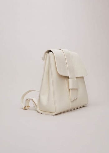 Phase Eight Leather Backpack Bags White USA | 7201956-QG